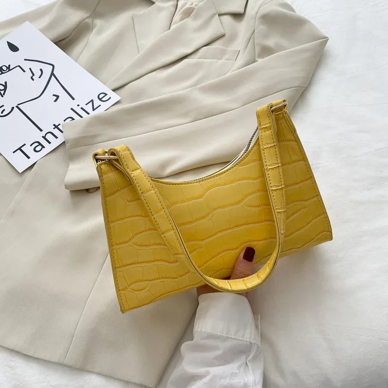 Croco Glam- Bolso pequeño de mujer con estampado retro de cocodrilo – Bolso de hombro y de axila