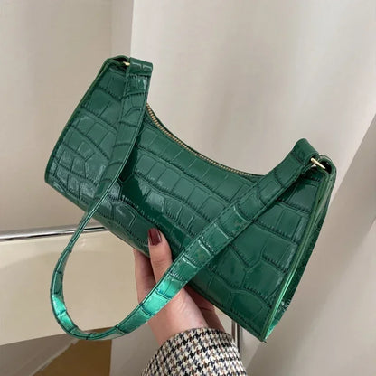 Croco Glam- Bolso pequeño de mujer con estampado retro de cocodrilo – Bolso de hombro y de axila