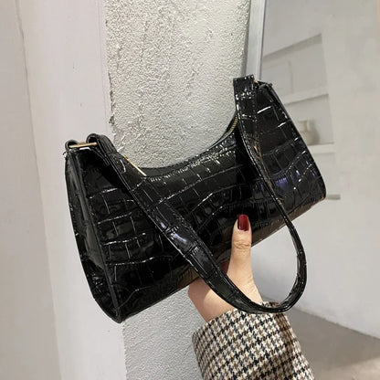 Croco Glam- Bolso pequeño de mujer con estampado retro de cocodrilo – Bolso de hombro y de axila