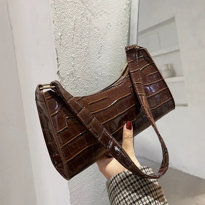 Croco Glam- Bolso pequeño de mujer con estampado retro de cocodrilo – Bolso de hombro y de axila
