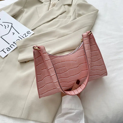 Croco Glam- Bolso pequeño de mujer con estampado retro de cocodrilo – Bolso de hombro y de axila