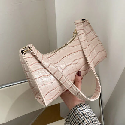 Croco Glam- Bolso pequeño de mujer con estampado retro de cocodrilo – Bolso de hombro y de axila