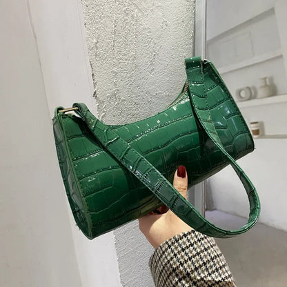 Croco Glam- Bolso pequeño de mujer con estampado retro de cocodrilo – Bolso de hombro y de axila