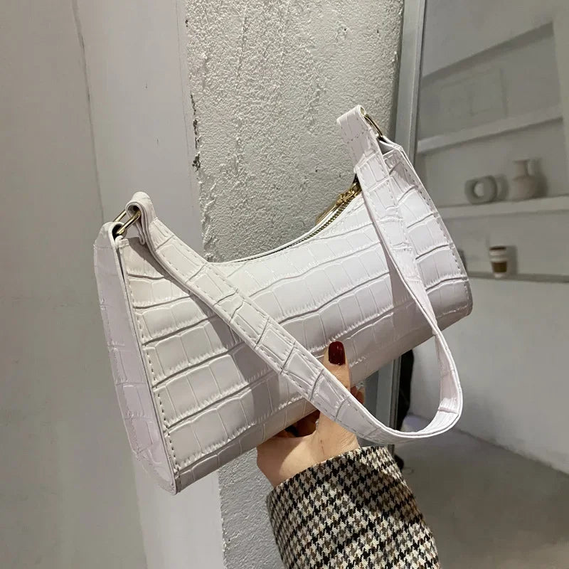 Croco Glam- Bolso pequeño de mujer con estampado retro de cocodrilo – Bolso de hombro y de axila